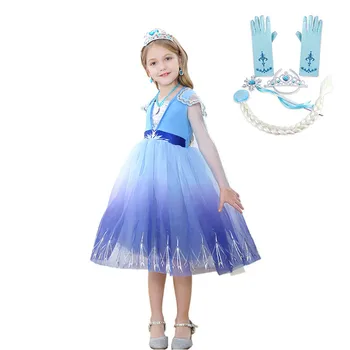 

Christmas Girls Dress Anna Elsa 2 Cosplay Party Vestidos Girl Clothing Elsa Costume Snow Queen Elsa Dress 3-10yrs