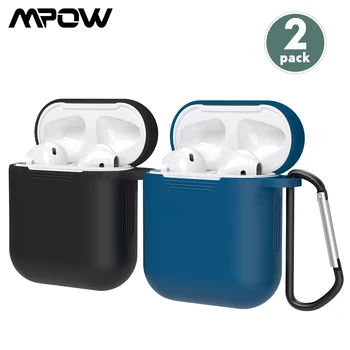 

2 Packs Mpow Silicone Protective Cover With Keychain For Apple AirPods 1/2 Charging Case Portable Carrying Case Protective Cover
