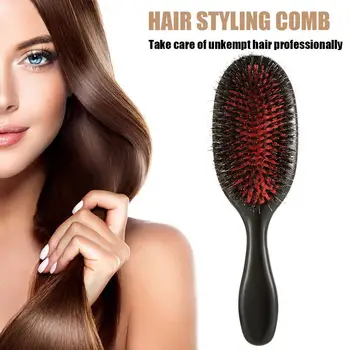 

Boar Bristle & Nylon Hair Comb Professional Anti Static Hairbrush Quick Salon Hair Bristles Comb Styling Boar Dry Tool Soft B8F2