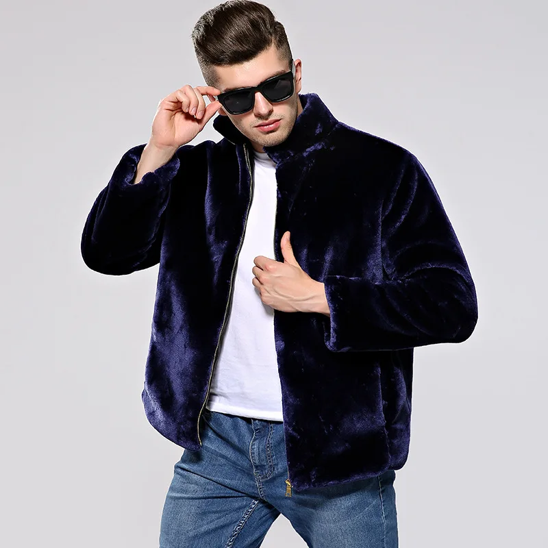 

Fur Jacket Men'S Wear New Style 2018 Korean-style Casual Jacket Stand Collar Faux Mink Cashmere Jacket Men's Imitation Mink Wool