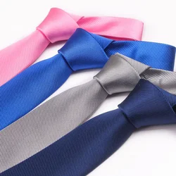 6cm Solid Color Polyester Necktie Mens Wedding Banquet Party Business Skinny Ties Fashion Casual Daily Outfit
