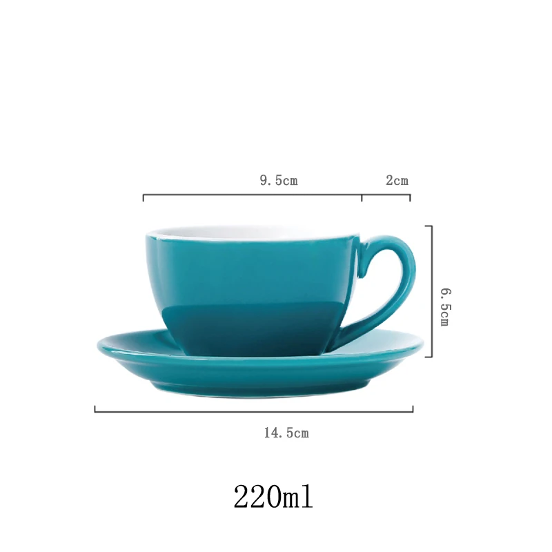 CHANSHOVA Modern Simplicity Ceramic Coffee Mug and Saucer 220ml Porcelain Coffee Cups Set Tea Milk Drinking Utensils H046 - Цвет: Lake Blue