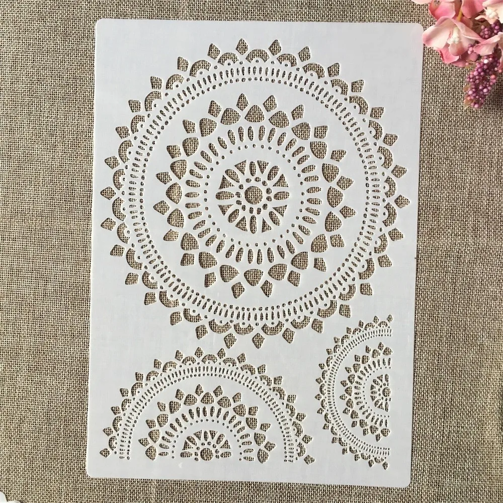 A4 29cm Round In Round Mandala DIY Layering Stencils Wall Painting Scrapbook Coloring Embossing Album Decorative Template 12 12inch big mandala rectangle cross diy layering stencils wall painting scrapbook coloring embossing album decorative template