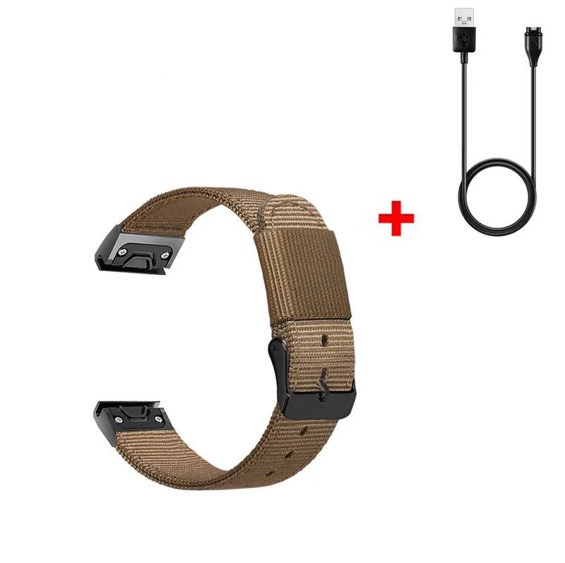 3в1 быстросъемный наручный ремешок для Garmin Fenix 5X5 5S сменный нейлоновый браслет+ usb-кабель для зарядки часов Garmin Fenix - Цвет: Color14