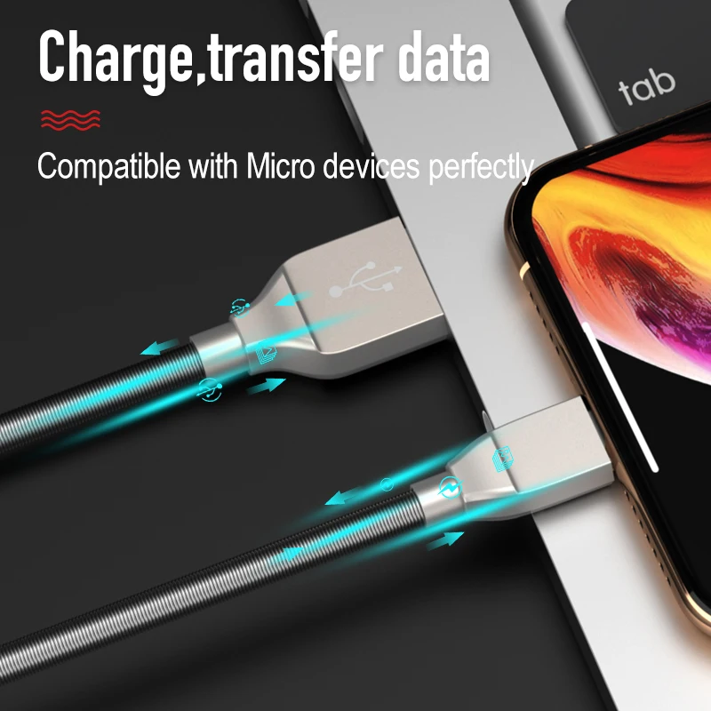 3.1A металлический Плетеный USB кабель для быстрой зарядки iphone XR XS X 5 6 6S 7 8 Plus планшет