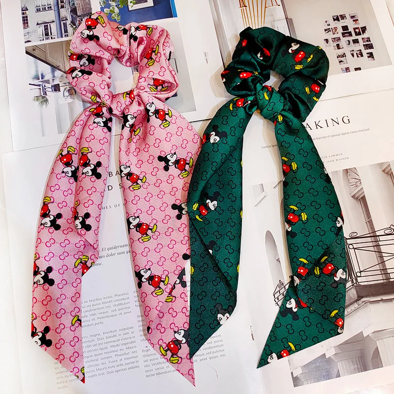 Korean Fashion Silk Scarf LV Turban Elegant Ponytail Hair Tie Ribbon Bow  Hair Rope Headband