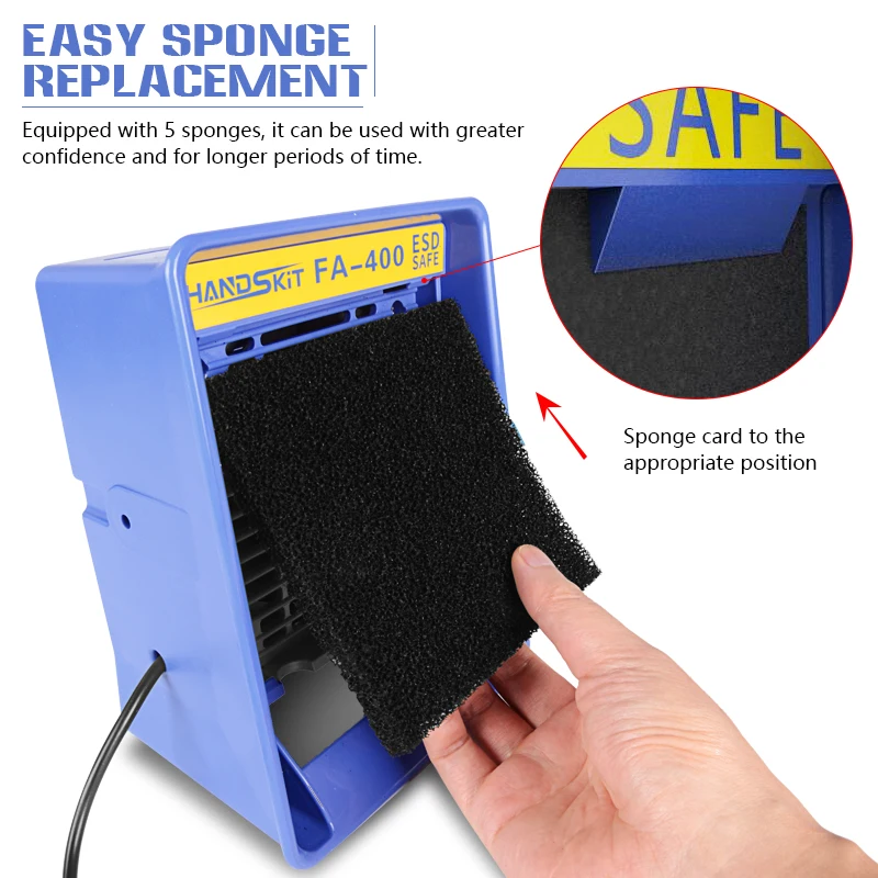 FA-400 배기팬 배기 팬 연기 흡수기 protable 활성탄 필터 스폰지 esd 흄 추출기 주석 납땜 용 흡연 기기 세트