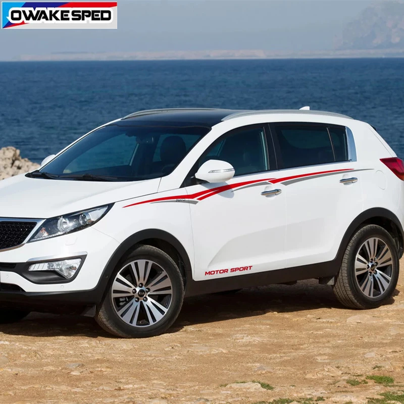 Автомобильные спортивные полосы для KIA SPORTAGE BORREGO, автомобильный Стайлинг, поясные линии, наклейка, автомобильные аксессуары для тела, автомобильная защита, Виниловая наклейка