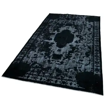 

163x262 Cm Black Handmade Over Dyed Rug-5x9 Ft