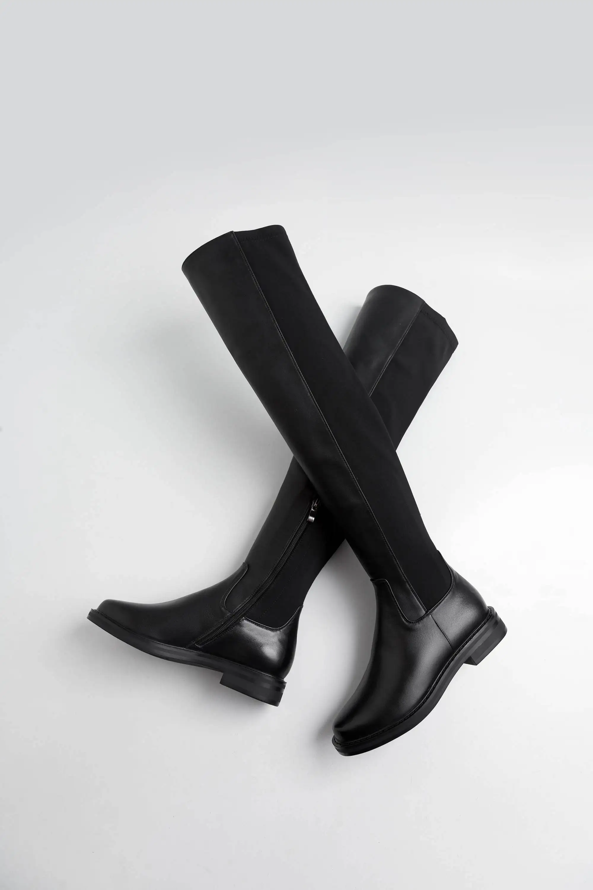 Krazing pot/ г. Сапоги из натуральной кожи на низком каблуке в сдержанном стиле, сохраняющие тепло, онлайн-звезда, сохраняющие тонкие эластичные ботфорты L21