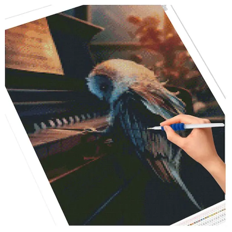 Birds 5D Diamond painting, cross stitch kit, full embroidery, square, piano, music, crafts, landscape, home decoration
