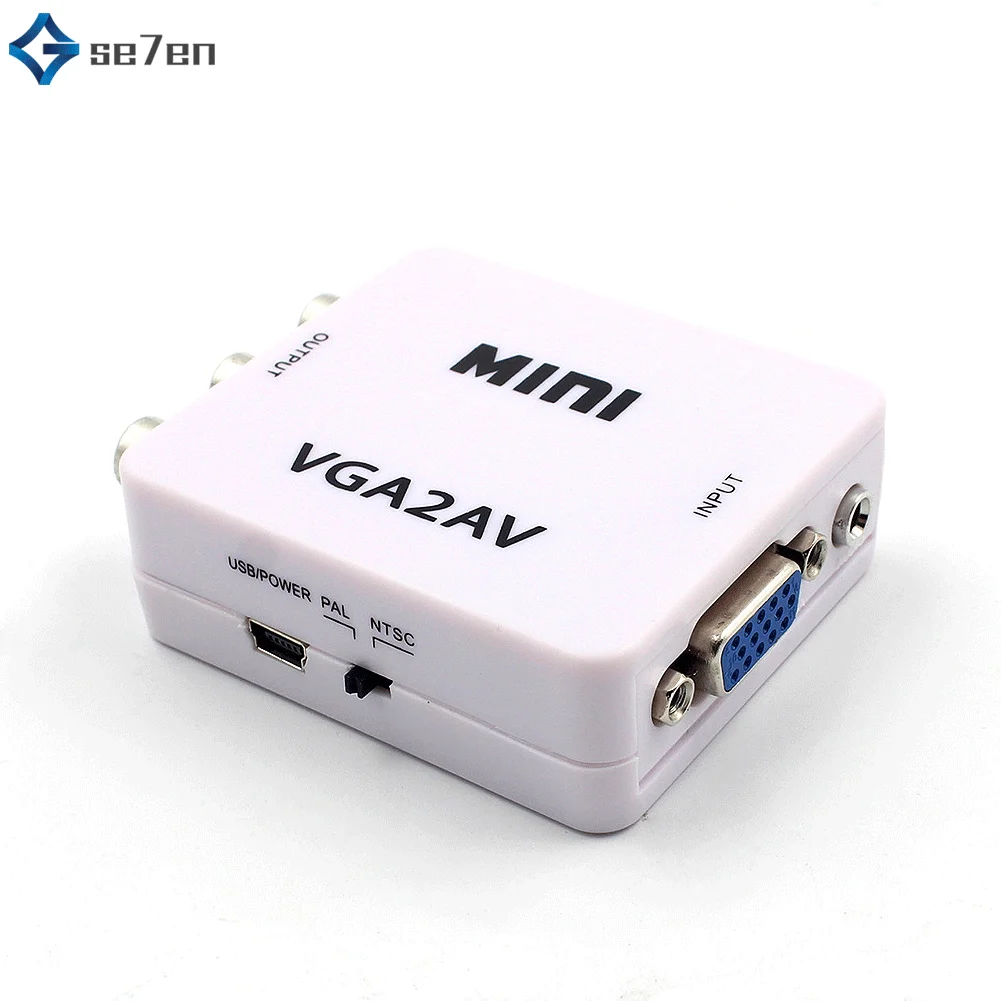 Мини HD 2AV VGA видео конвертер коробка AV RCA CVBS к VGA видео конвертер convoor с 3,5 мм аудио к ПК HDTV конвертер