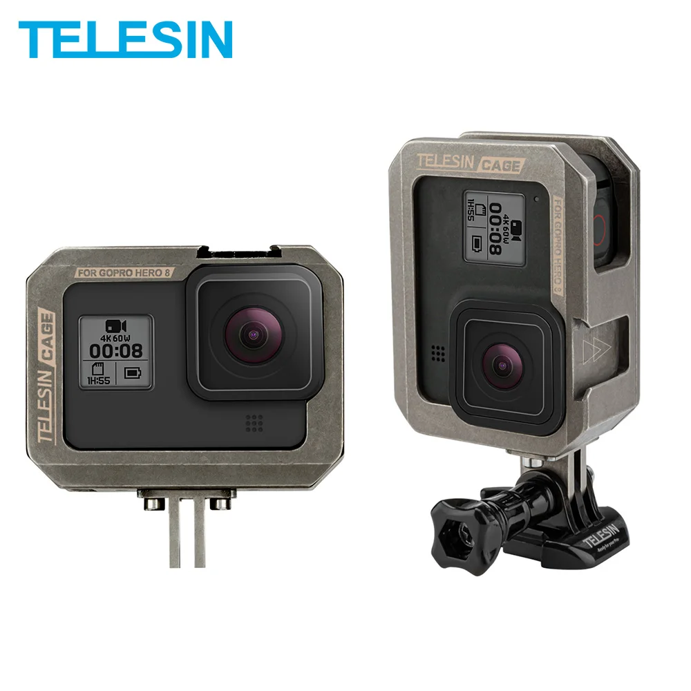 

TELESIN Aluminium Alloy Frame Case Vertical Horizontal Cage With Clod Shoe Anti-shock For GoPro Hero 8 7 6 5 Black Accessories