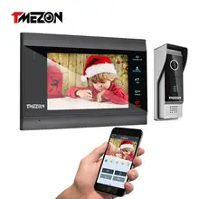 TMEZON Tuya App domofon domowy bezprzewodowy WiFi inteligentny IP wideodomofon 1080P 7 Cal z 1x1080P przewodowy aparat telefoniczny