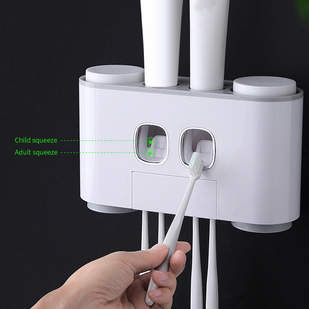 

Plastic Toothbrush Holder Automatic Toothpaste Dispenser Toothpaste Squeezer Wall Mounted Toothbrush Holder Bathroom Accessories