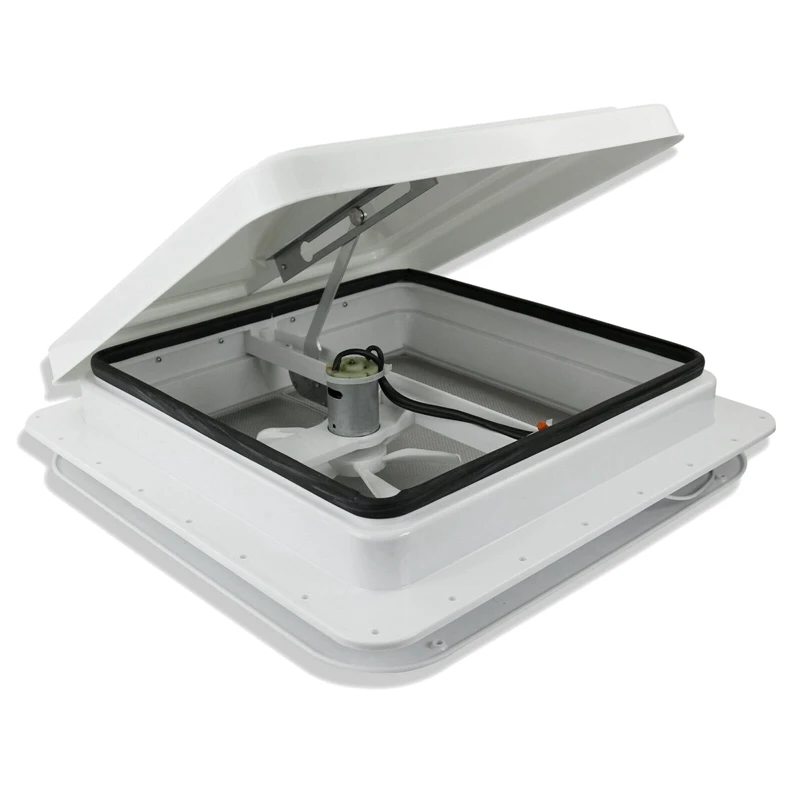 

14 Inch X 14 Inch RV Ventilation Fan RV Roof Vent 12V Power Fan White Lid Inner Garnish Fan