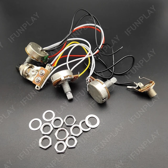 Electric Guitar Wiring Harness Kit 3 Way Toggle 1 Volume 1 Tone 500K Pots - Foto 9
