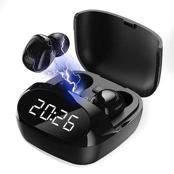 

Smart noise reduction TWS BT Earphone IPX4 Waterproof Wireless Stereo Inear Earbuds with Charging Bin Battery Level Time Display