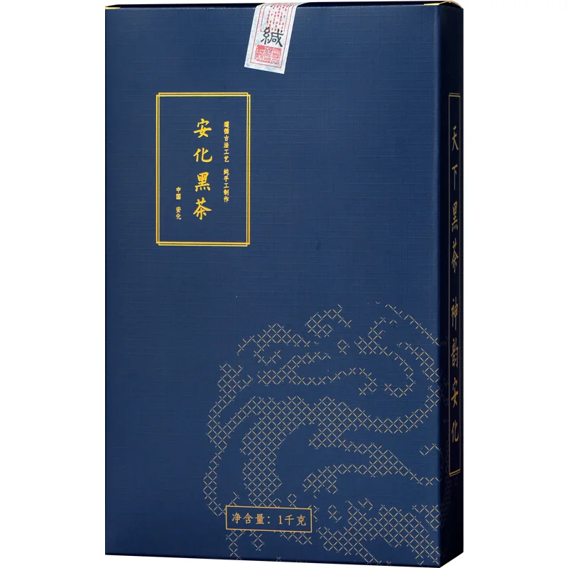 2015 Hunan Sötét Kínai Tea Tégla Anhua Fu Zhuan Aranyvirág Kínai Teák 1000 G