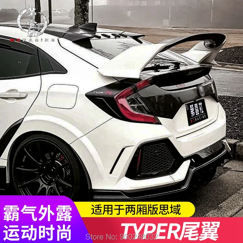 For Honda Civic Fk7 Tail Wing Decoration Abs Plastic Unpainted Color Rear Roof Spoiler Wing Trunk Lip Boot Cover Car Styling Spoilers Wings Aliexpress