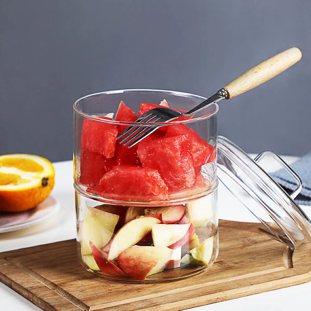 Термостойкая стеклянная чаша Stackabe круглые фруктовые салатники прозрачное кухонное Хранение продуктов контейнер