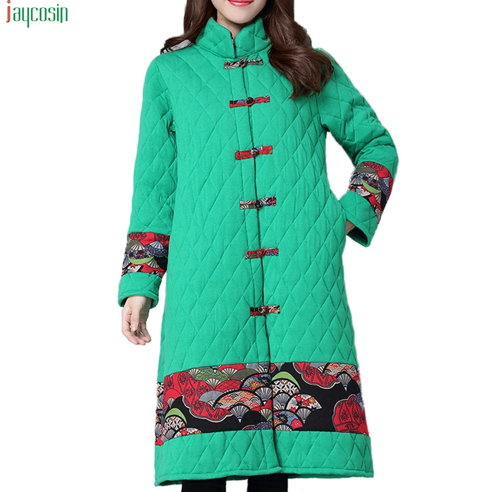 

JAYCOSIN Winter Jacket Women 2019 Plus Size Coat Folk-Custom Cotton-Padded Printing Splicing Jacket coats and jackets women hot