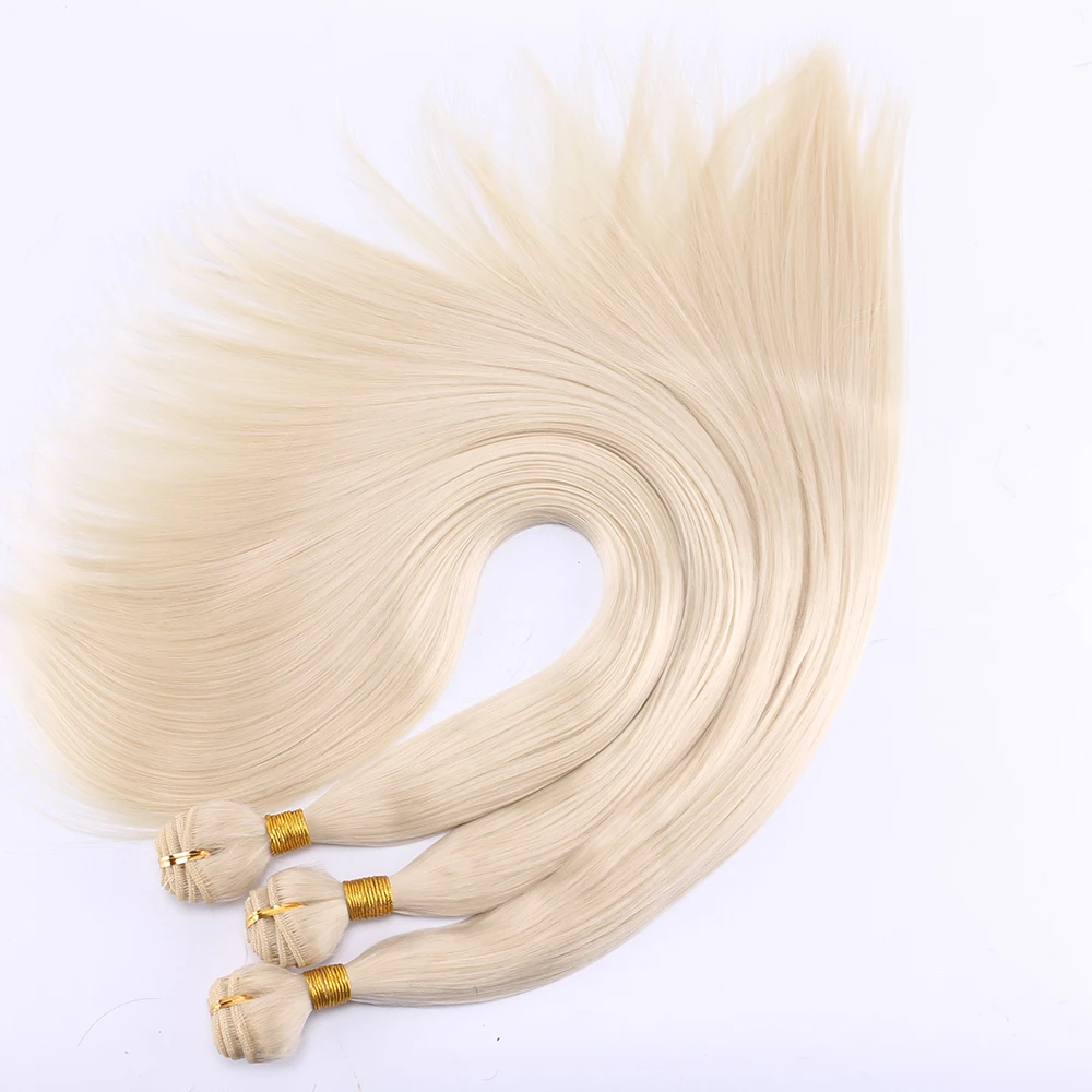 Цвет 613 прямые волосы плетение двойной уток Высокая температура Синтетические волосы для наращивания 8-30 дюймов пучок волос