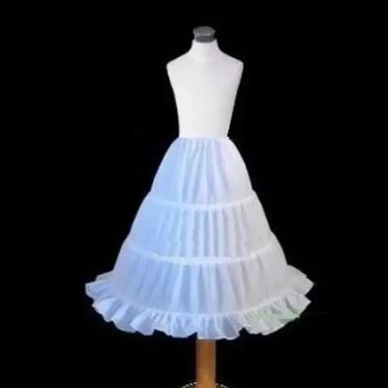 

Children Girls Petticoat A-Line 3 Hoops Kids Crinoline Lace Trim Dress Underskirt Elastic Drawstring Half Slip White Skirts