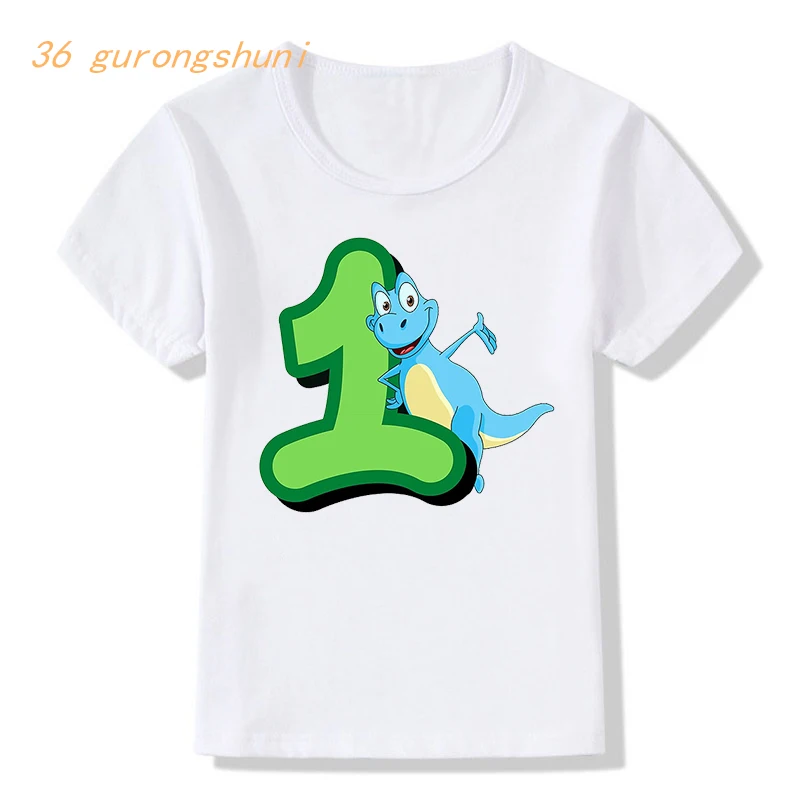 

dinosaur tshirt girl animal cartoon t shirt Flamingo girls tops number 1 2 3 4 year kids clothes boys t shirts children t-shirts