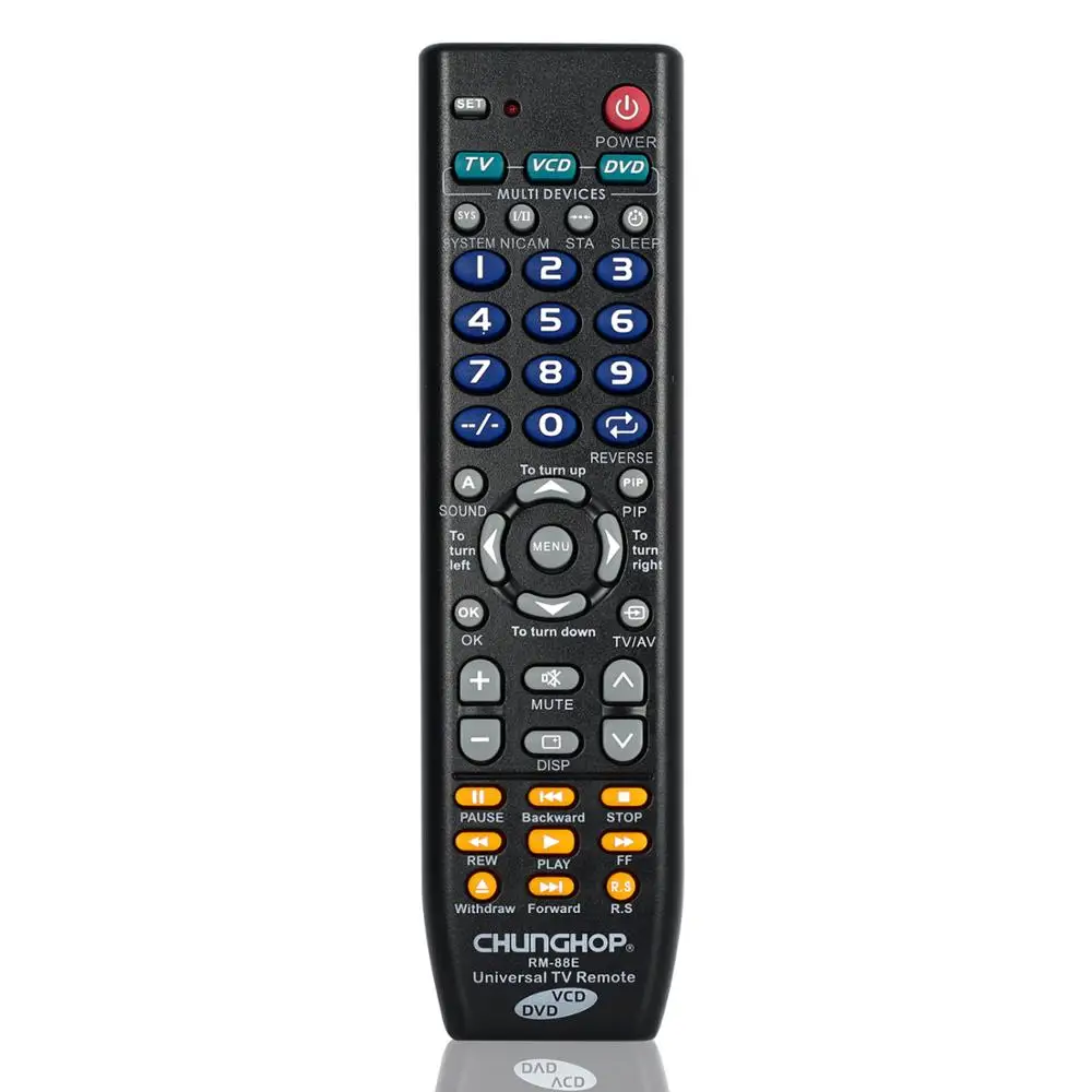 

Universal Remote Control 1PCS RM-88E TV/VCD/DVD 3 in 1 USE FOR sony samusng toshiba panasonic sanyo sharp lg aiwa 3D SMART TV