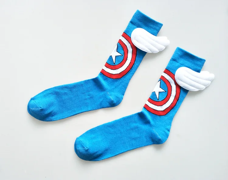 Мультфильм Аниме Супермен крыло счастливые Компрессионные носки для мужчин хлопок теплый корейский Забавный Новинка уличная одежда мужской носок Calcetines - Цвет: 1