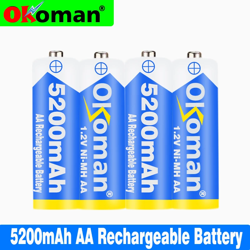 5200mAh 1,2 V Ni-MH AA перезаряжаемая батарея белый 2A энергия для MP3 сотового RC для светодиодного фонарика игрушки