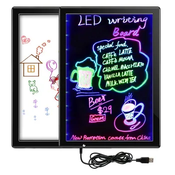 

White Board + LED signboard 1 2 units Children's board 2-sided drawing DIY Electric bulletin board 28 lighting mode multifunctio
