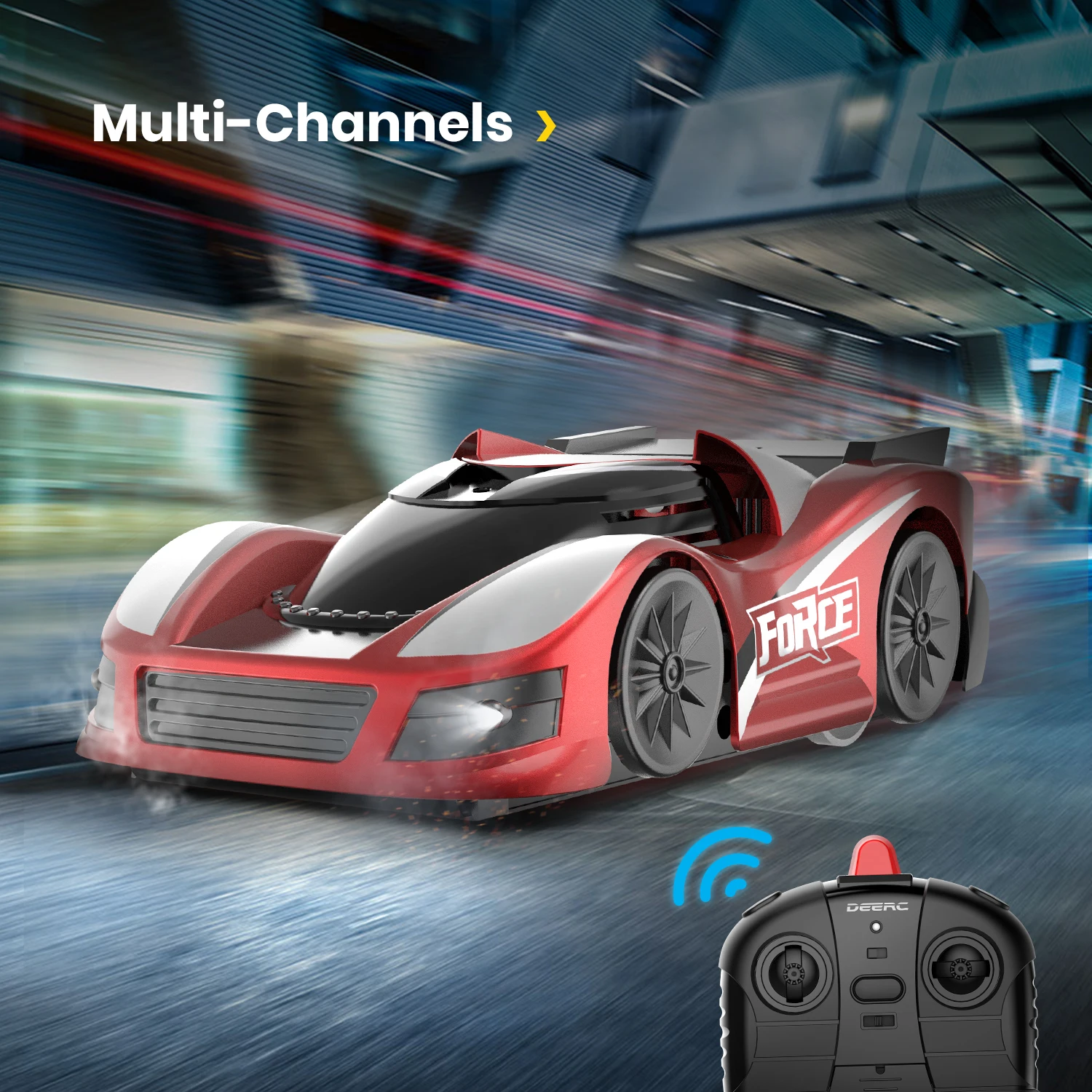 Deerc 1:10 Mini RC Car Toys For Children Wall Climbing Drift Car Multi-Channels 360° Stunt Remote Control Drift Toy For Kids