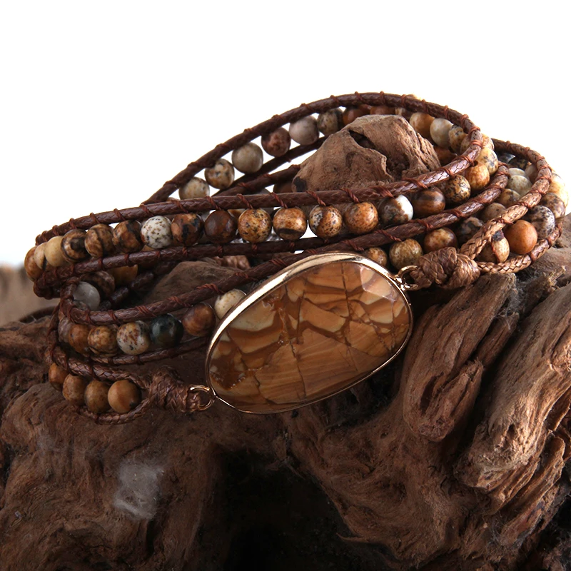 Fashion Beaded Boho Bracelet Jewelry Handmade Natural Stones Charm 3 Strands Wrap Bracelets Drop Shipping