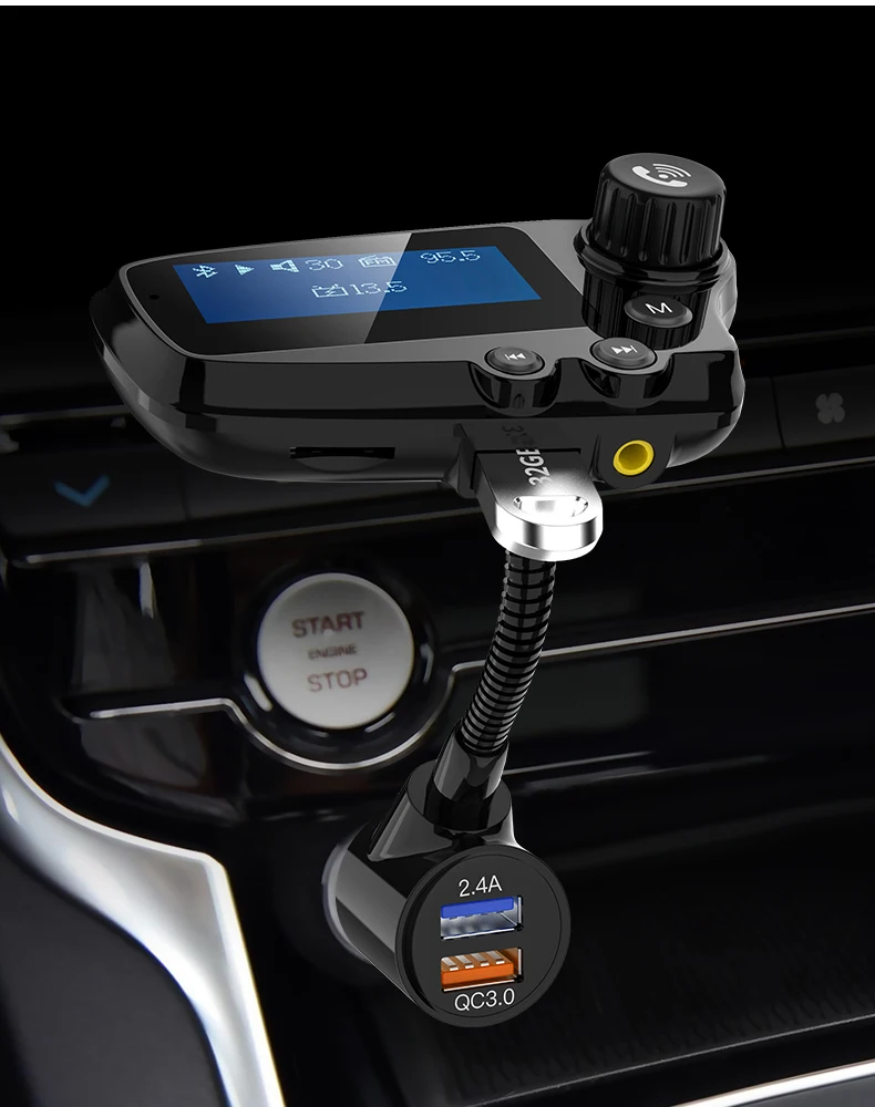 Bluetooth 5,0 автомобильный комплект AUX аудио беспроводной Handsfree приемник Музыка MP3 плеер ЖК FM передатчик для авто два usb порта зарядное устройство