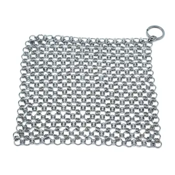 

Scrubber Stainless Steel Skillet mail cast iron 7x7 inch brush pot net 316 square round stainless steel ring net