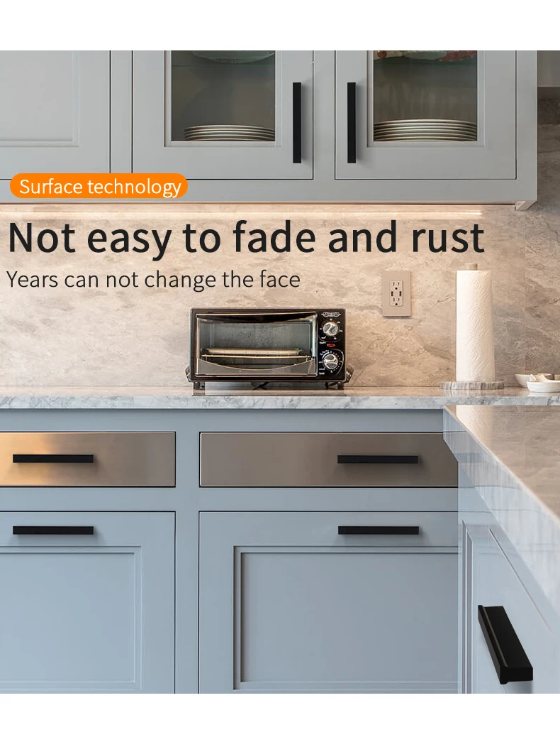 YONFIA 3728 Black Long Aluminium Profile Wardrobe Cabinet Drawer Pull Handle Long Gold Kitchen Furniture Closet Pull Door Handle