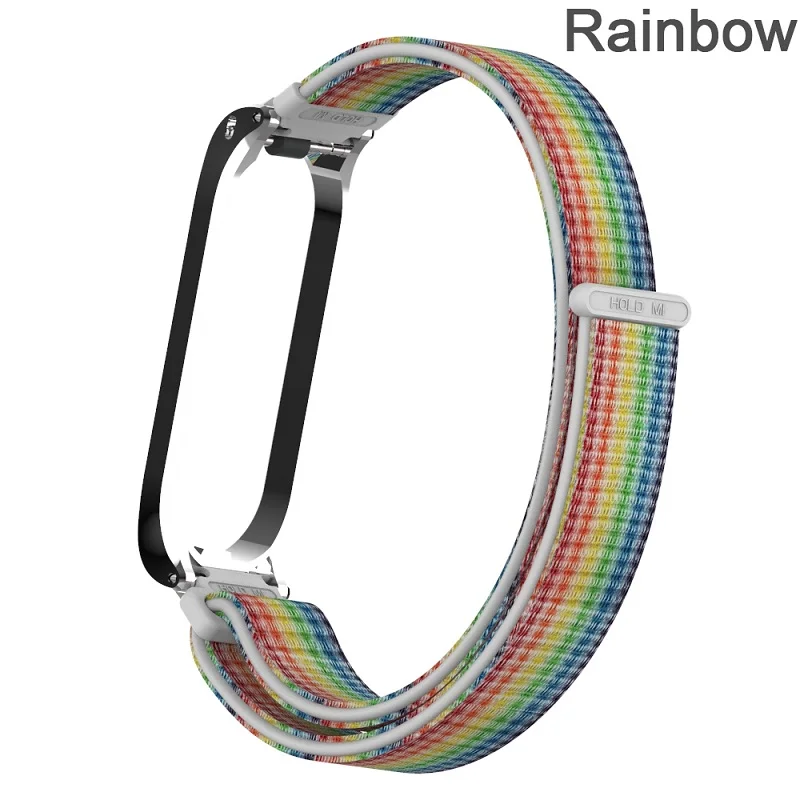 rainbow Модный сменный браслет на запястье из нейлона и волокна, дышащий браслет, ремешок для часов для Xiaomi Mi, браслет 4, 3, фитнес-трекер - Цвет: rainbow