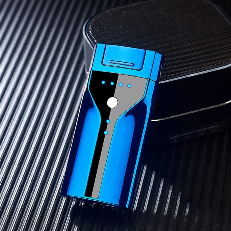 ICE Blue Новинка, двойная плазменная дуговая зажигалка, ветрозащитная электронная USB зарядка, сигарета для курения, электрическая зажигалка, аксессуары для курения - Цвет: ICE Blue