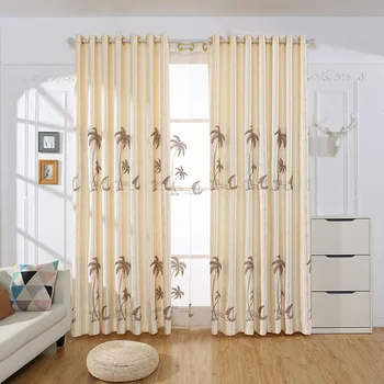 

Modern Simple Jacquard Velvet and Linen Embroidery Shade Curtains for Living Dining Room Bedroom.