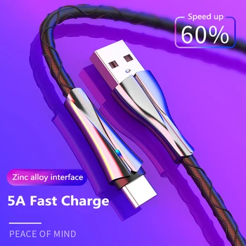 

Zinc Alloy Data Cable 5A Fast Charge Braided Wire With Breathing Lamp Super Tough Armored Zinc Alloy Data Line For Smart Phone