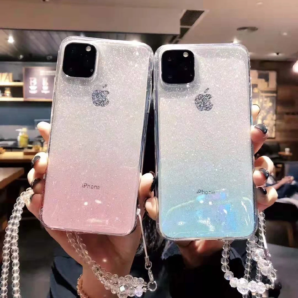 

With Chain Gradient Glitter Transparent TPU Phone Case for iPhone 11 /11 Pro /11 Pro Max 11Pro 2019