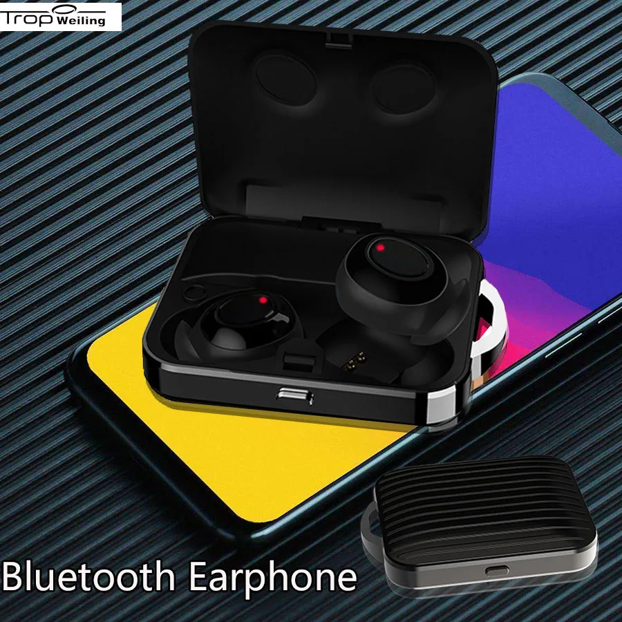 

Trop Weiling Mini Wireless Bluetooth Earphone In Ear Sport Headset Earbuds Bluetooth 5.0 with Mic Charging Box For Samsung/Redmi