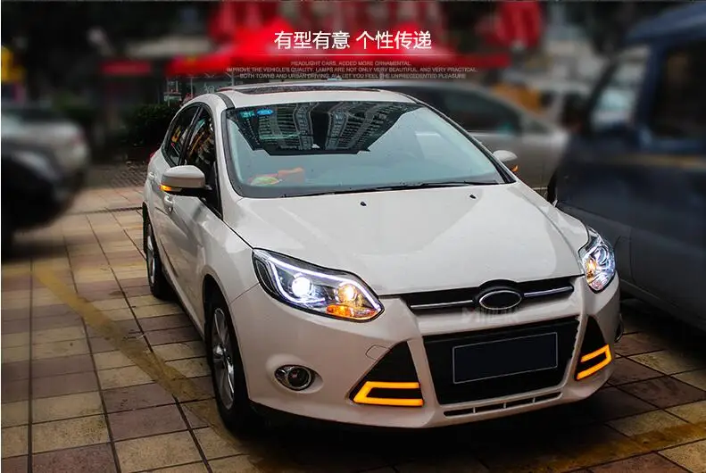 Hireno налобный фонарь для 2012- Ford Focus фара в сборе светодиодный DRL ангел объектив двойной луч HID Xenon 2 шт