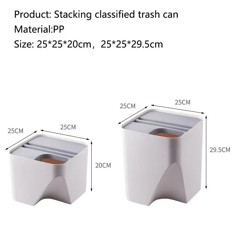 

Kitchen Trash Can Recycle Bin Stacked Sorting Trash Bin Household Dry And Wet Separation Waste Bin Rubbish Bin for Bathroom 1pc