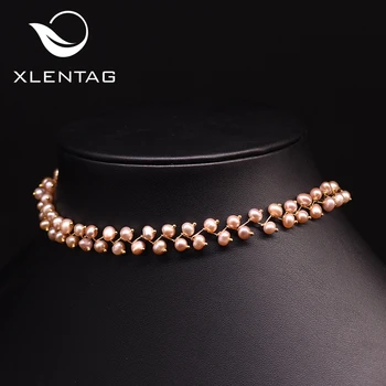 

XlentAg Natural Light Purple Freshwater Pearls Chokers Necklaces For Women Wedding Engagement Party Gift Fashion Jewelry GN0171C
