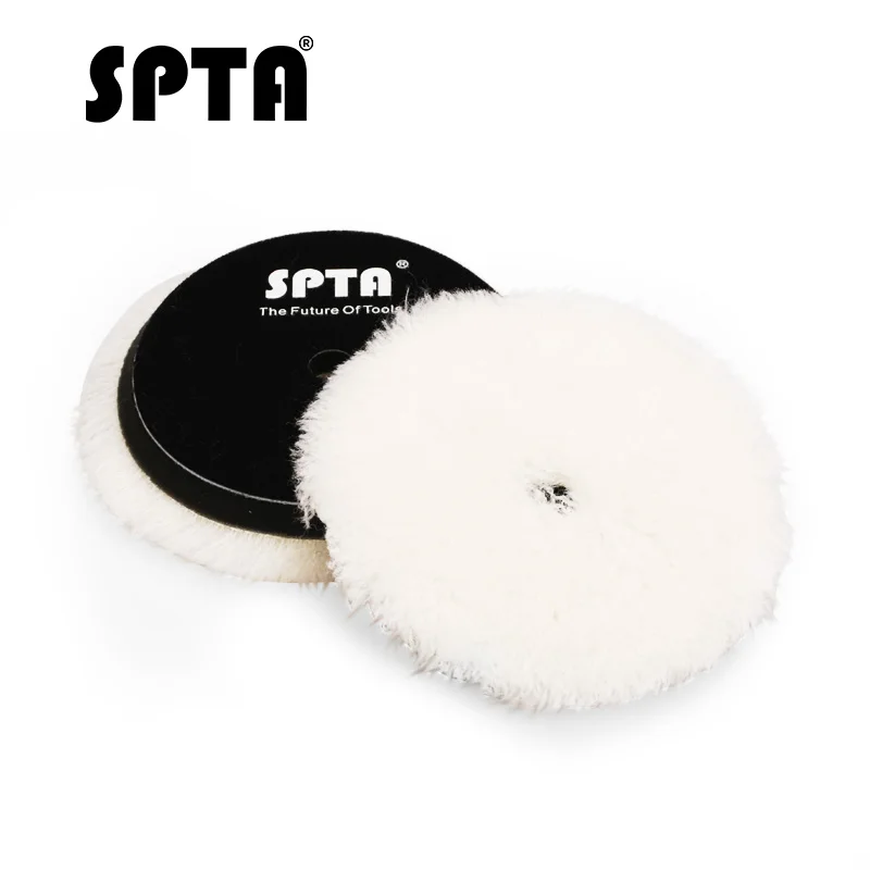 

SPTA 6/7inch Bevel Edge Wool Polishing Pad for Car Scratch Removal Paint Care Buffing Pad Natural Lamb Wool Polisher Buffer Pad