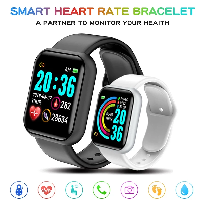 D20 Digital Smart sport watch men's watches Bluetooth fitness wristwatch digital led electronic wristwatch Screen Waterproof