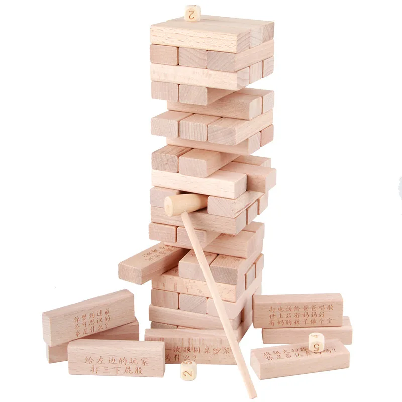 

Wooden Stack-up Pumping Logs Building Blocks Adult Children Bricks Pro Casual Toy Building Blocks Educational Tabletop Game